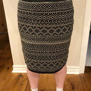 Knit wool-blend pencil skirt